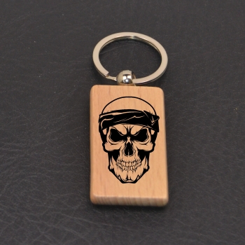 Wooden key ring rectangular with Viking death pot